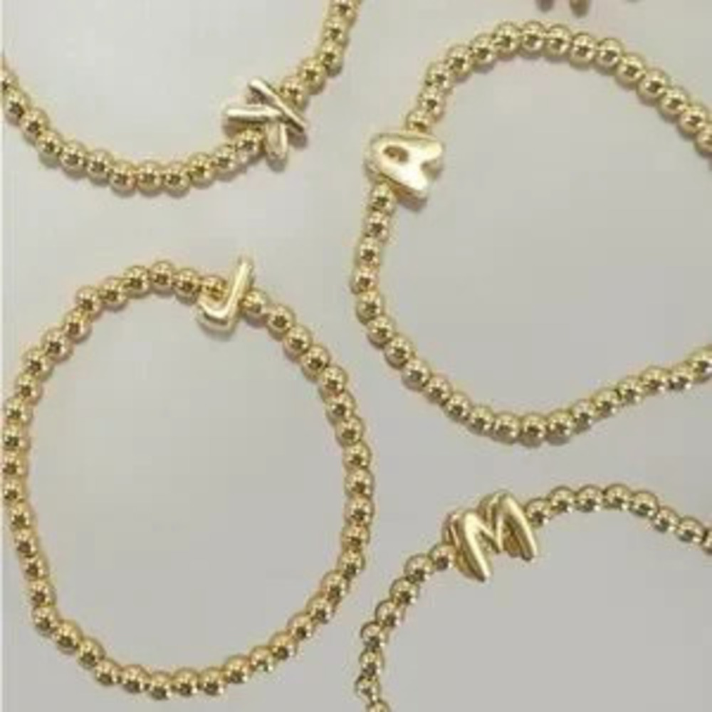 Gold Bubble Initial Bead Bracelet (5100)